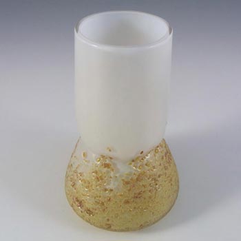 Kralik Art Nouveau Iridescent Pearl & Gold Frit Glass Vase