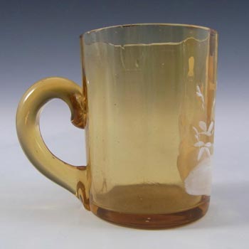 Mary Gregory Victorian Hand Enamelled Amber Glass Tankard #1