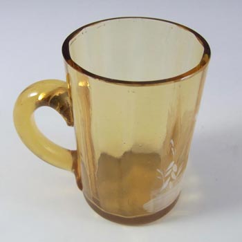 Mary Gregory Victorian Hand Enamelled Amber Glass Tankard #2