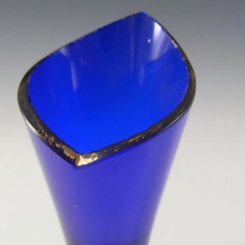 Mary Gregory Victorian Hand Enamelled Blue Glass Vase
