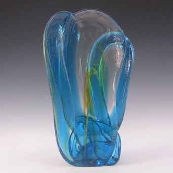 Mdina Maltese Blue & Yellow Speckled Glass Knot Sculpture - Signed