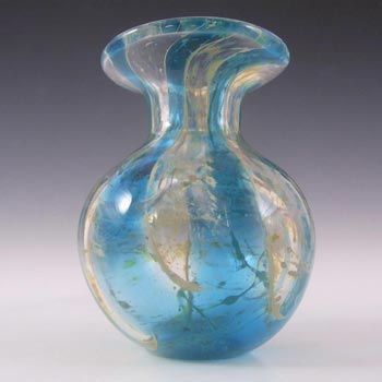 Mdina Maltese 'Crysal Blue Stripe' Glass Vase - Signed