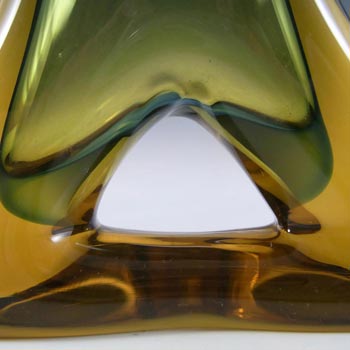 Mstisov Czech Blue & Amber Glass Vase - Frantisek Zemek #1