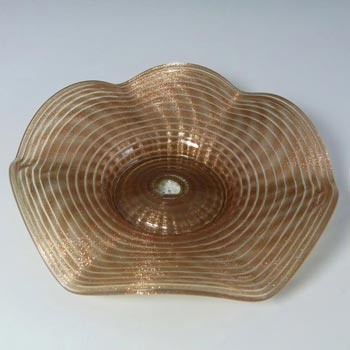 Salviati Copper Aventurine Glass Finger Bowl + Plate