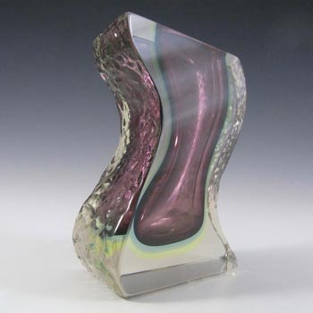 Murano Faceted, Textured Purple & Uranium Sommerso Glass Vase