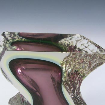 Murano Faceted, Textured Purple & Uranium Sommerso Glass Vase