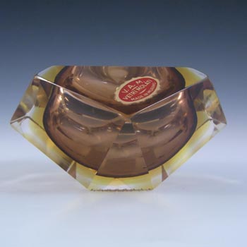 LABELLED Vetri Molati Murano Faceted Brown & Amber Sommerso Glass Bowl