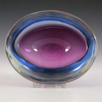 Murano Geode Purple & Blue Sommerso Glass Oval Bowl
