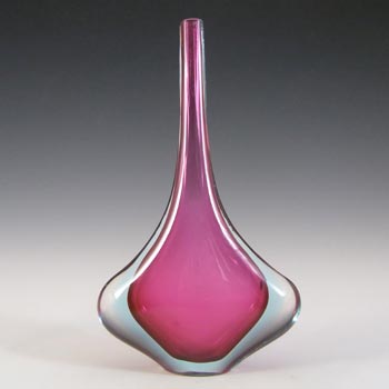 Murano Italian Pink & Blue Sommerso Cased Glass Stem Vase