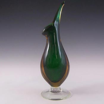Murano/Venetian Green & Amber Sommerso Glass Vase #4