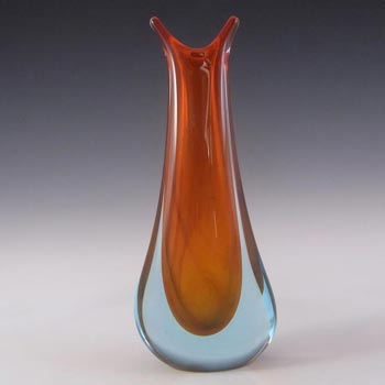 Murano/Venetian Italian Orange & Blue Sommerso Glass Vase