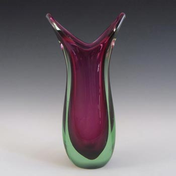 Murano/Venetian Purple & Green Sommerso Glass Vase