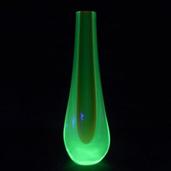 (image for) Galliano Ferro Murano Sommerso Red & Uranium Glass Stem Vase