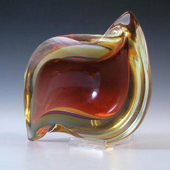 Murano Geode Brown & Amber Sommerso Glass Zig Zag Bowl