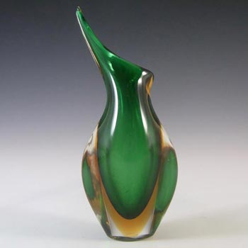 Murano Green & Amber Sommerso Cased Glass Vase