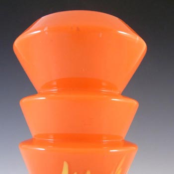 Ernst Steinwald / Franz Tomschick Czech Orange Spatter Glass Vase