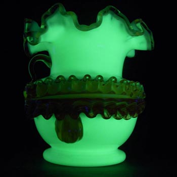 (image for) Victorian Uranium Custard Glass Amber & Ivory Vase
