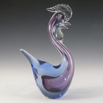 Murano/Sommerso Purple & Blue Cased Glass Cockerel/Rooster