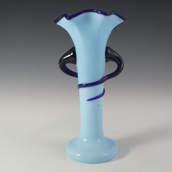 Welz Pair of Czech Art Deco Blue Glass Tango Vases