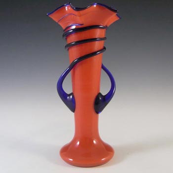 Czech 1930's/40's Red & Blue Glass Tango Vase