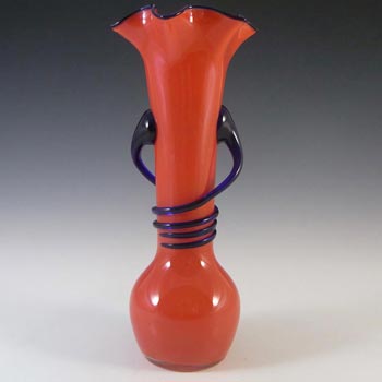 Czech Art Deco Red & Blue Glass Tango Vase