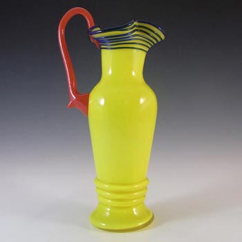 Czech 1930's/40's Yellow, Red & Blue Glass Tango Vase