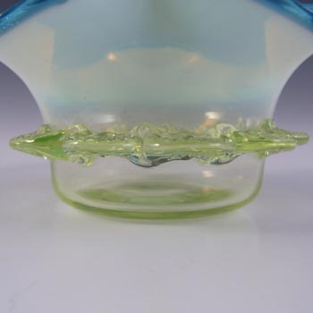 Victorian Antique Vaseline/Uranium Opalescent Blue Glass Bowl
