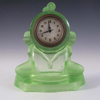 Walther & Sohne Art Deco Uranium Green Glass Windsor Clock