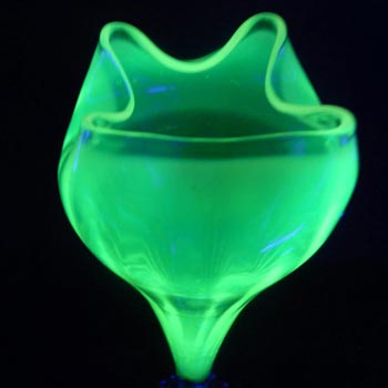 Victorian Vaseline / Uranium Glass + Silver Epergne Vase #4