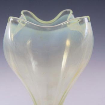 Victorian Vaseline / Uranium Glass + Silver Epergne Vase #4