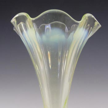 Victorian Vaseline / Uranium Glass + Silver Epergne Vase #5