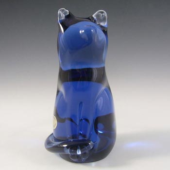 Wedgwood Sapphire Blue Glass Cat RSW406 or SG440 - Marked