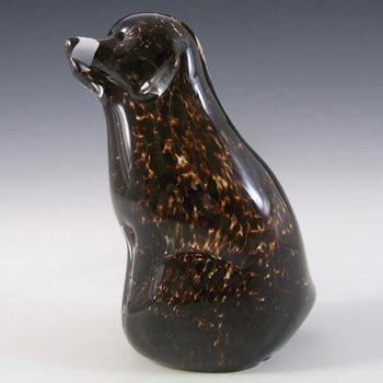Wedgwood Speckled Brown Glass Seated Dog SG420 - Marked
