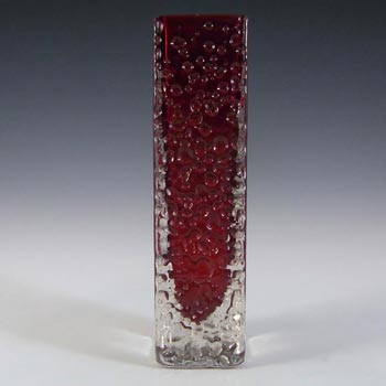 Whitefriars #9683 Baxter Ruby Red Glass 6.75" Nailhead Vase