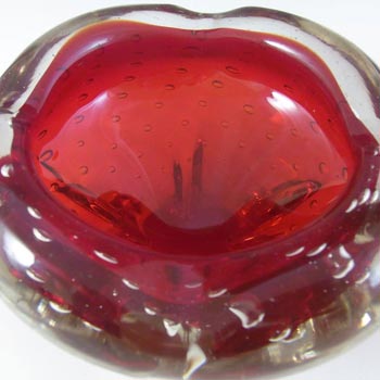 Whitefriars #9409 Baxter Ruby Red Glass Molar/Lobed Bowl