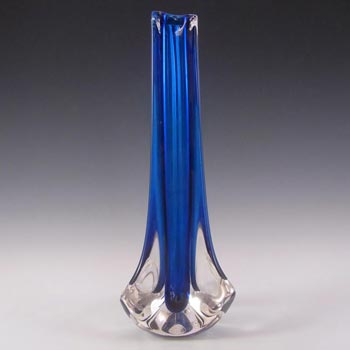 Whitefriars #9570 Baxter Royal Blue Glass Three Sided Vase