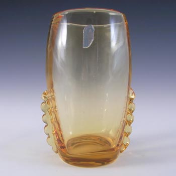 Whitefriars #9359 1950\'s Golden Amber Glass Vase - Labelled