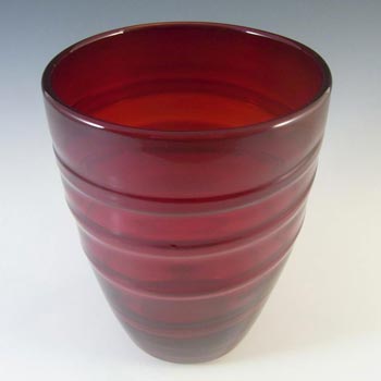 Whitefriars #9030 Powell Ruby Red Glass Ribbon Trail Vase