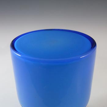 SIGNED Alsterfors/Per Ström Blue Hooped Vintage Glass Vase