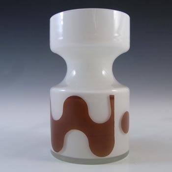 Alsterfors/Per Strom White & Brown Vintage Glass Vase