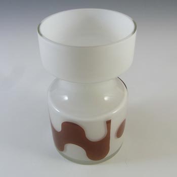 Alsterfors/Per Ström White & Brown Vintage Glass Vase