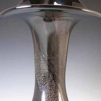 Alum Bay Isle of Wight Silver Leaf Black Glass Jack-in-the-Pulpit Vase