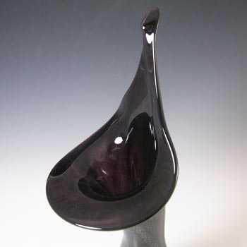 Alum Bay Isle of Wight Silver Leaf Black Glass Jack-in-the-Pulpit Vase
