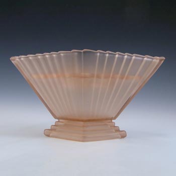Bagley #1333 Art Deco Frosted Pink Glass 'Wyndham' Vase