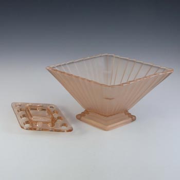 Bagley #1333 Art Deco 5.75" Frosted Pink Glass 'Wyndham' Vase