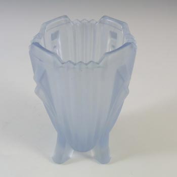 Bagley #3057 Art Deco 3.75" Frosted Blue Glass 'Bedford' Vase
