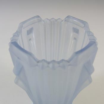 Bagley #3057 Art Deco 3.75" Frosted Blue Glass 'Bedford' Vase