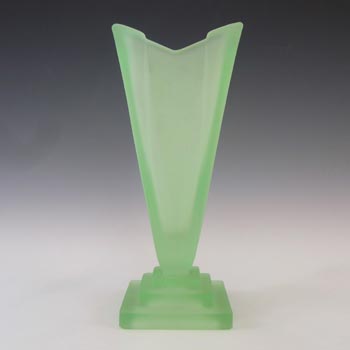 Bagley #1333 Art Deco 7.5" Uranium Green Glass 'Wyndham' Vase