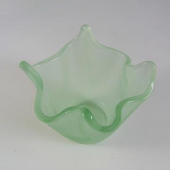 Bagley Art Deco Frosted Green Glass Handkerchief Posy Vase