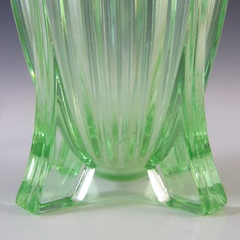 Bagley #3057 Pair of 5.75" Art Deco Uranium Green Glass Bedford Vases